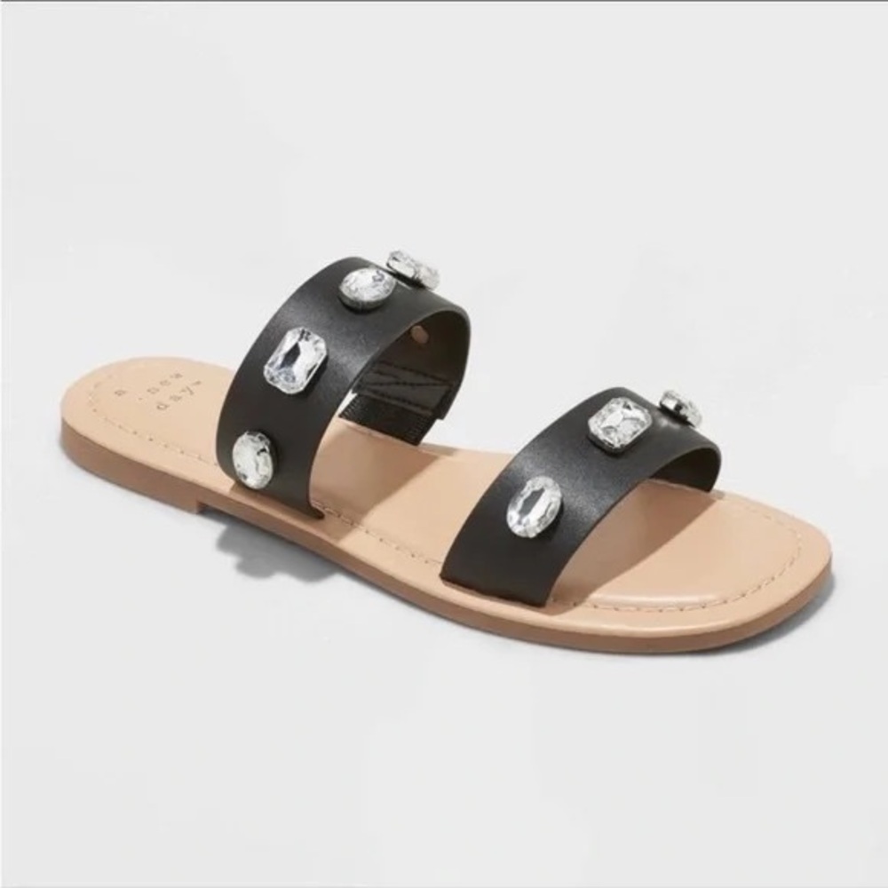 A New Day‎ Brit Embellished Sandals size 5 Black/Tan